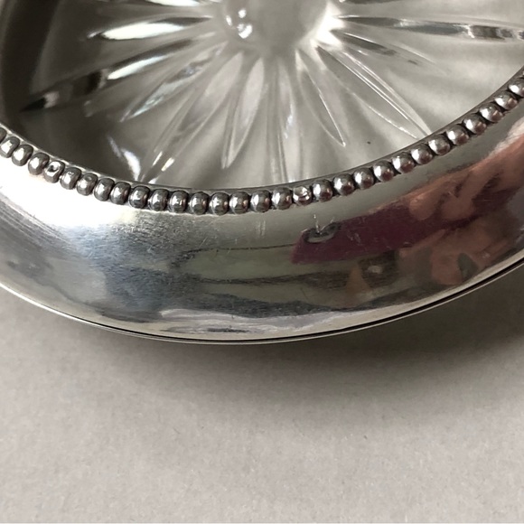 Vintage Frank M. Whiting Small Sterling Silver Crystal Coaster - Picture 6 of 13